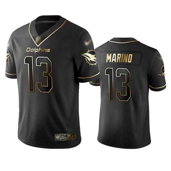 Dolphins 13 Dan Marino Black Men Stitched Football Limited Golden Edition Jersey